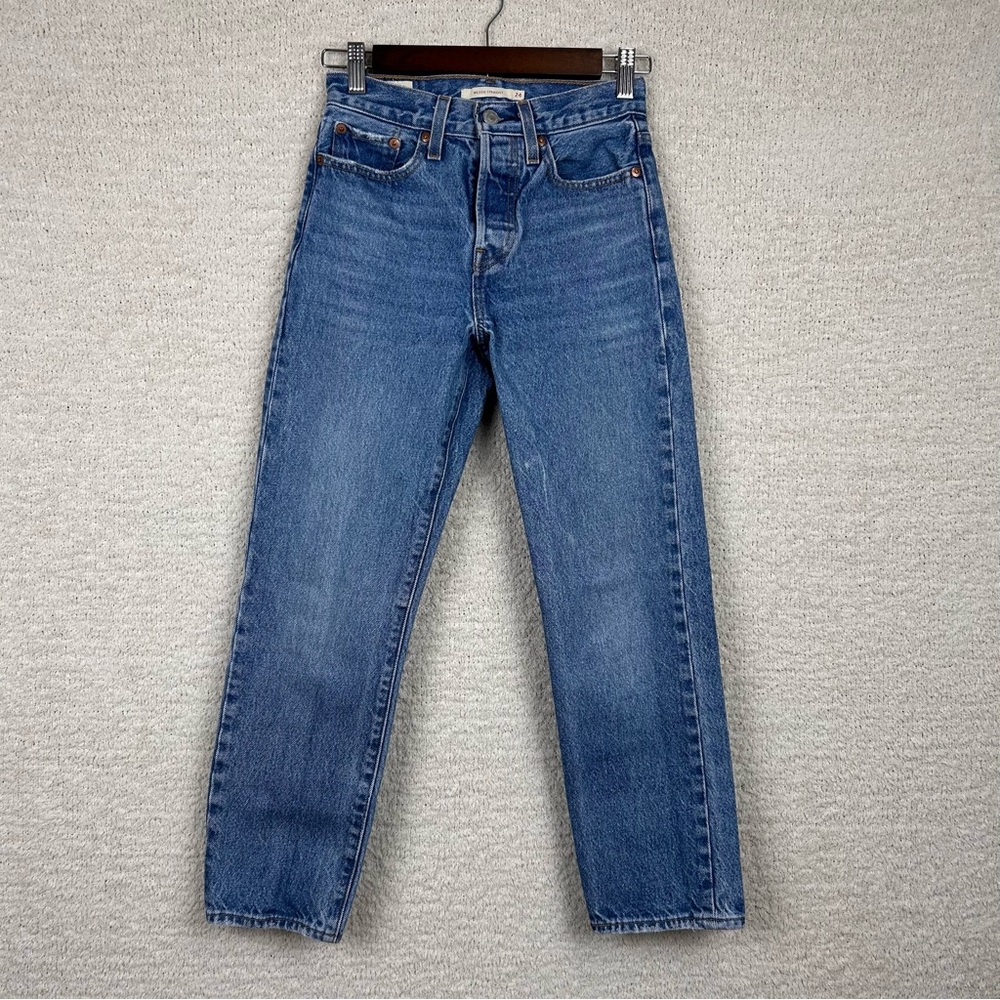 Levi's Jeans Womens 24x26 Blue Wedgie Hidden Straight Button Fly Mid-Rise Denim